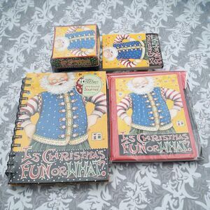 Mary Engelbreit Santa Stationery Set 4pc Journal Cards Memo Box Pad Christmas